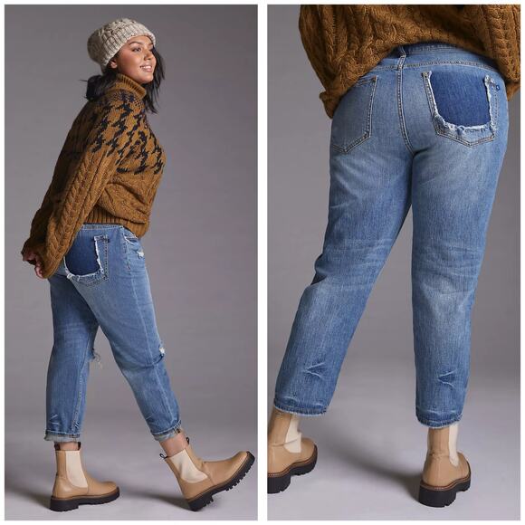 Anthropologie Pilcro The Heritage Boyfriend Jeans Size 28 Mid Rise Crop Distress - Picture 8 of 14